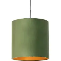 QAZQA Suspension avec abat-jour en velours vert avec or - Combi