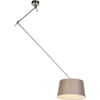 QAZQA Suspension en acier avec abat-jour en lin taupe 35 cm - Blitz
