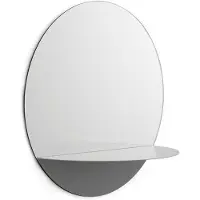 Normann Copenhagen Miroir Horizon avec étagère rond gris