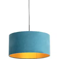 QAZQA Suspension avec abat-jour en velours bleu avec or 50 cm - Combi