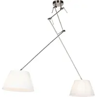 QAZQA Suspension en acier avec abat-jour plissés crème 35 cm 2 lumières - Blitz