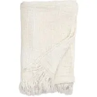 Nordal Couvre-lit en lin à franges - blanc