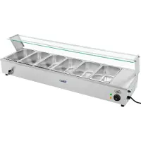 OEM Bain-marie Royal Catering - avec 6 bacs GN 1/3 - robinet de vidange - protection en verre