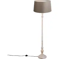 QAZQA Lampadaire rustique taupe avec abat-jour en lin 45 cm - Classico