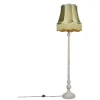 QAZQA Lampadaire rétro gris avec abat-jour vert Granny - Classico