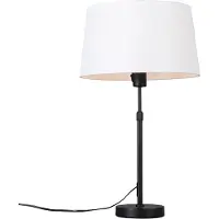 QAZQA Lampe de table noire avec abat-jour blanc 35 cm réglable - Parte