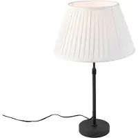 QAZQA Lampe de table noire avec abat-jour plissé crème 35 cm réglable - Parte