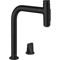 Hansgrohe robinet de cuisine Metris Select M71, monocommande, 2 trous, finition noir mat, douchette extractible, 2 jets, système sBox