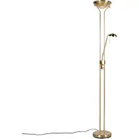 QAZQA Lampadaire doré avec lampe de lecture avec LED et variateur - Diva 2