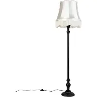 QAZQA Lampadaire noir avec abat-jour crème - Classico