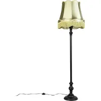 QAZQA Lampadaire noir avec abat-jour granny vert - Classico