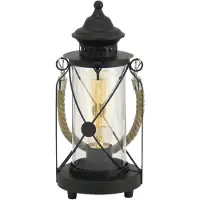 Eglo Lampe de table vintage 1 flamme acier verre noir clair