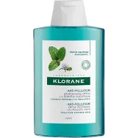 Klorane Shampooing détoxifiant à l'extrait de menthe aquatique pour les cheveux exposés à la pollution, 200 ml,