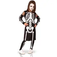 Rubies Déguisement Fille Squelette - - Taille M - Enfant - Noir et blanc - 5 ans