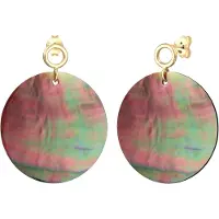 Elli Boucles d'oreilles 'Perlmuttscheibe' or / vert / violet foncé / melon