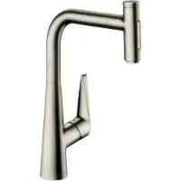 Hansgrohe Robinet de cuisine monocommande Talis Select M51, hauteur 300 mm, douchette extractible, 2 jets, système sBox, finition en acier inoxydable