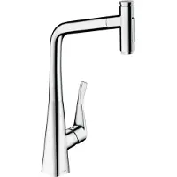Hansgrohe robinet de cuisine monocommande Metris Select M71, hauteur 320 mm, douchette extractible, 2 jets, système sBox, finition chrome