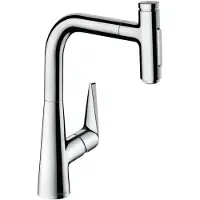 Hansgrohe Robinet de cuisine monocommande Talis Select M51, hauteur 220 mm, douchette extractible, 2 jets, système sBox, finition chrome