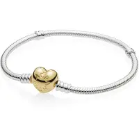 Pandora Bracelet Maille Serpent Fermoir Coeur Pandora Moments