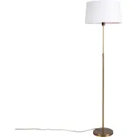 QAZQA Lampadaire en bronze avec abat-jour en lin blanc 45 cm réglable - Parte