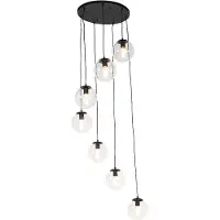 QAZQA Suspension Art Déco noire 7 lumières - Pallon