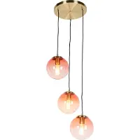 QAZQA Suspension Art déco en laiton 45 cm 3 lumières rose - Pallon
