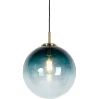 QAZQA Suspension Art Déco en laiton avec verre bleu océan 33 cm - Pallon