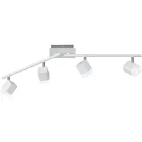 TRIO Spot mural et plafonnier à LED, 4 flammes, blanc mat, largeur 78cm, éclairage de la cage d'escalier