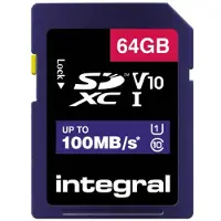 Integral INSDX64G-100V10, 64 Go, SD, UHS-I, 100 Mo/s, Classe 1 (U1), V10