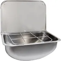 Kwc Évier , SIRIUS, 436 × 190 × 339 mm, grille rabattable, pare-éclaboussures, acier inoxydable, 1 pièce.