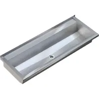 Kwc , bac de douche encastré PLANOX, en acier inoxydable V2A, dimensions 1200 x 210 x 442 mm, fixation murale, bonde centrale, 1 pièce.