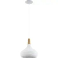 Eglo Lampe à suspension Sabinar 28cm blanc avec bois marron