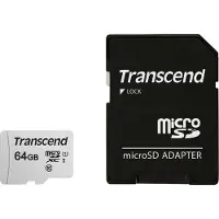 Transcend 300S - Carte mémoire flash (adaptateur inclus) - 64 Go - UHS-I U1 / Class10 - microSDXC UHS-I