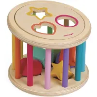 Janod I Wood Shape Sorter Drum Multicolore 18 Months-3 Years Enfants
