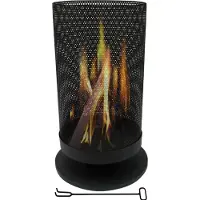 Bbq collection Tonneau de feu avec pare-étincelles Corbeille à feu 44,5 x 72,5 cm - Poêle de terrasse avec tisonnier - Foyer Outdoor pour jardin et terrasse - Acier au carbone