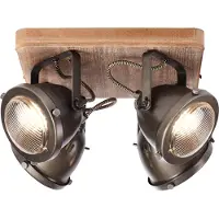 Brilliant Lampe Carmen Wood Plaque de spot 4flg burned steel/holz | 4x PAR51, GU10, 5W, approprié pour les lampes à réflecteur (non incluses) | Têtes orientables