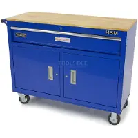 HBM servante d’atelier mobile avec établi, 117 cm, bleue