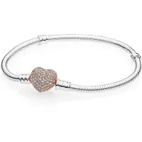 Pandora Bracelet Maille Serpent Fermoir Coeur Pavé Pandora Moments