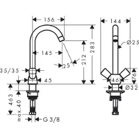 Hansgrohe Robinet de cuisine Logis M31, mélangeur à deux leviers, 220 mm, 1 jet, finition chrome