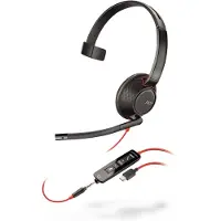 Plantronics Blackwire 5210 - Casque - Arceau - Appels et musique - noir - rouge - monophonique - unité de contrôle SCR