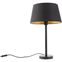 QAZQA Lampe de table classique noire avec abat-jour noir 32 cm - Simplo