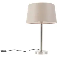 QAZQA Lampe de table moderne en acier avec abat-jour taupe 35 cm - Simplo