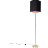 QAZQA Lampadaire classique en laiton avec abat-jour noir 40 cm - Simplo