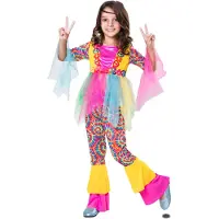 MOM Hippie Girl Costume Rose 5-6 Years Enfants