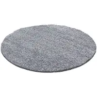 NATURL. Tapis rond à poils longs | Solid Gris Clair | Ø 120cm | Gris | Rond | Tapis