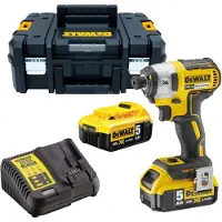 DeWalt DCF 887 P2 Visseuse à Chocs sans fil 18 V brushless avec Mandrin de 1/4" + Boîtier TStak + 2x Batteries 5 Ah + Chargeur DCB 115