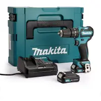Makita Perceuse visseuse à percussion 12 V CXT Ø10 mm - - avec 2 batteries 12V 2.0 Ah - chargeur - MackPack - HP332DSAJ