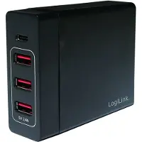 Logilink Adaptateur de charge USB de bureau 3 x port USB A + 1 x port USB C 60 W noir (1 boîte pliante)