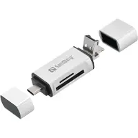 Sandberg Lecteur de carte USB-C+USB+MicroUSB (Micro USB, USB, USB-C), Lecteur de carte mémoire, Argent