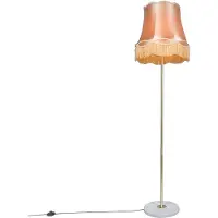 QAZQA Lampadaire rétro en laiton avec abat-jour Granny doré 45 cm - Kaso
